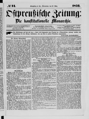 Ostpreußische Zeitung on Mar 27, 1852