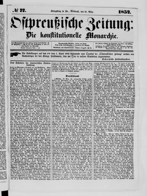 Ostpreußische Zeitung on Mar 31, 1852