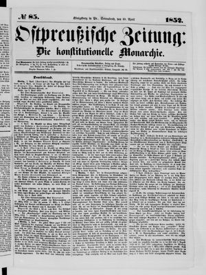 Ostpreußische Zeitung on Apr 10, 1852
