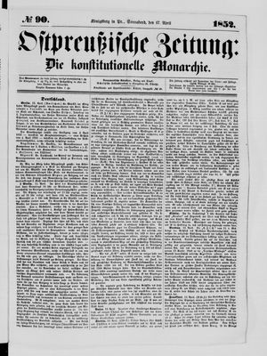 Ostpreußische Zeitung on Apr 17, 1852