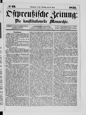 Ostpreußische Zeitung vom 20.04.1852