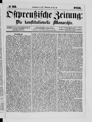Ostpreußische Zeitung vom 21.04.1852