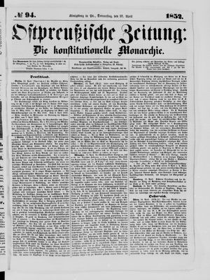 Ostpreußische Zeitung on Apr 22, 1852