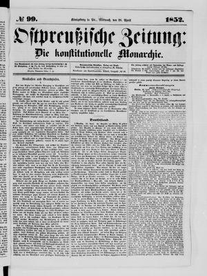 Ostpreußische Zeitung on Apr 28, 1852