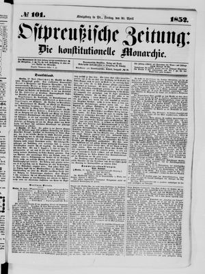 Ostpreußische Zeitung vom 30.04.1852