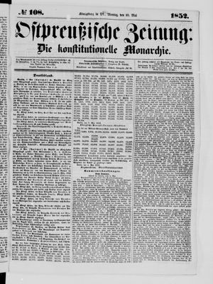 Ostpreußische Zeitung vom 10.05.1852