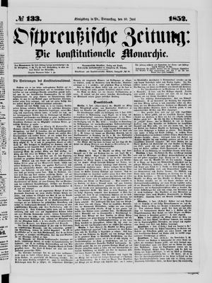 Ostpreußische Zeitung on Jun 10, 1852