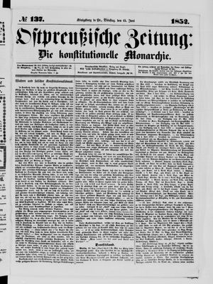 Ostpreußische Zeitung vom 15.06.1852