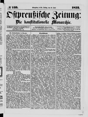 Ostpreußische Zeitung vom 18.06.1852