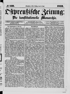 Ostpreußische Zeitung vom 18.06.1852