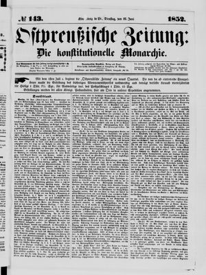 Ostpreußische Zeitung on Jun 22, 1852