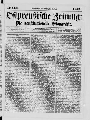Ostpreußische Zeitung vom 29.06.1852