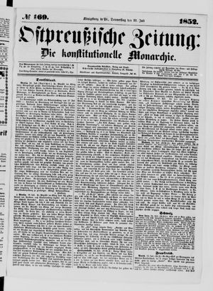Ostpreußische Zeitung on Jul 22, 1852