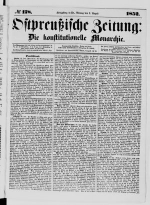 Ostpreußische Zeitung on Aug 2, 1852