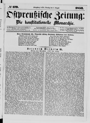Ostpreußische Zeitung vom 03.08.1852