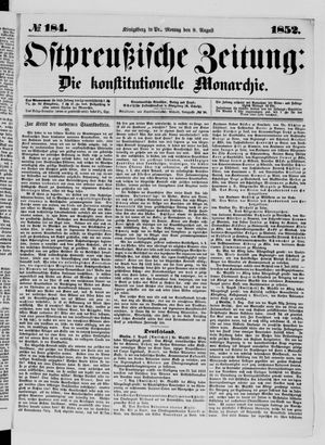 Ostpreußische Zeitung vom 09.08.1852