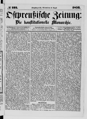 Ostpreußische Zeitung vom 18.08.1852
