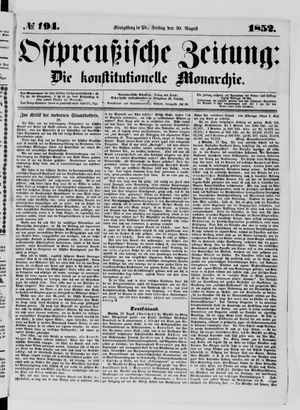 Ostpreußische Zeitung on Aug 20, 1852