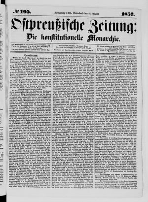 Ostpreußische Zeitung on Aug 21, 1852