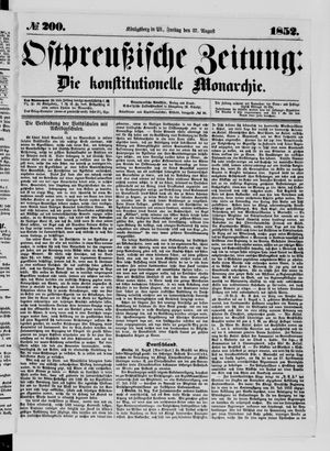 Ostpreußische Zeitung on Aug 27, 1852