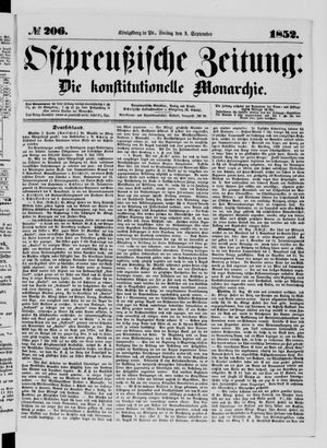 Ostpreußische Zeitung vom 03.09.1852
