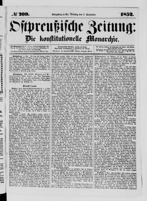Ostpreußische Zeitung on Sep 7, 1852