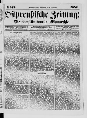 Ostpreußische Zeitung vom 11.09.1852
