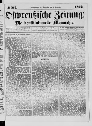 Ostpreußische Zeitung vom 16.09.1852