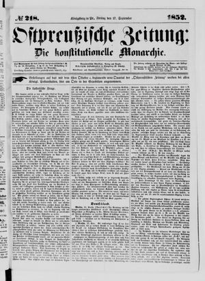 Ostpreußische Zeitung vom 17.09.1852