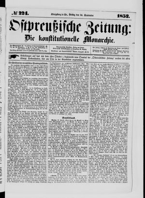 Ostpreußische Zeitung vom 24.09.1852