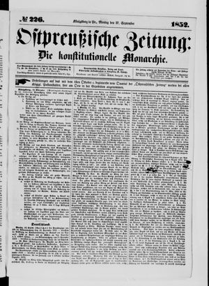 Ostpreußische Zeitung on Sep 27, 1852