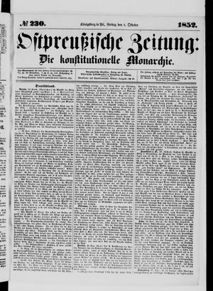 Ostpreußische Zeitung vom 01.10.1852