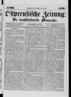 Ostpreußische Zeitung on Oct 4, 1852
