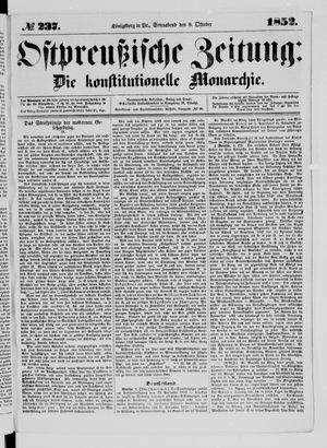 Ostpreußische Zeitung vom 09.10.1852