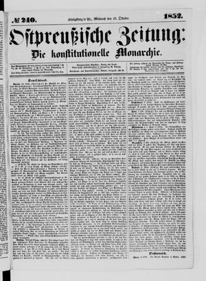 Ostpreußische Zeitung vom 13.10.1852