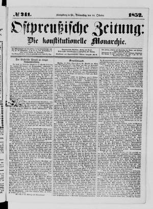 Ostpreußische Zeitung vom 14.10.1852
