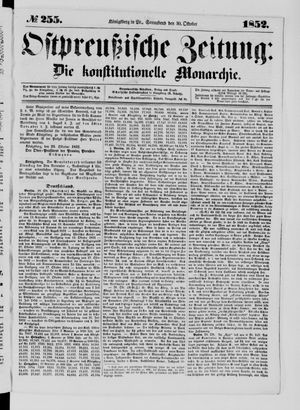 Ostpreußische Zeitung vom 30.10.1852