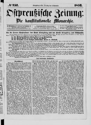 Ostpreußische Zeitung vom 02.11.1852