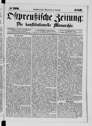 Ostpreußische Zeitung vom 17.11.1852