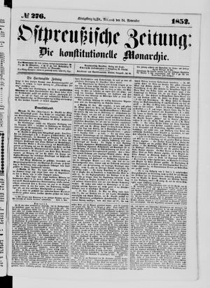 Ostpreußische Zeitung on Nov 24, 1852
