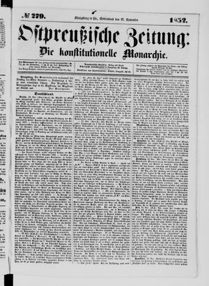 Ostpreußische Zeitung vom 27.11.1852