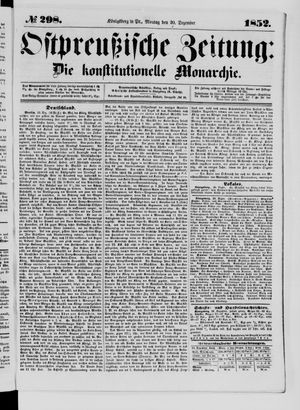 Ostpreußische Zeitung on Dec 20, 1852