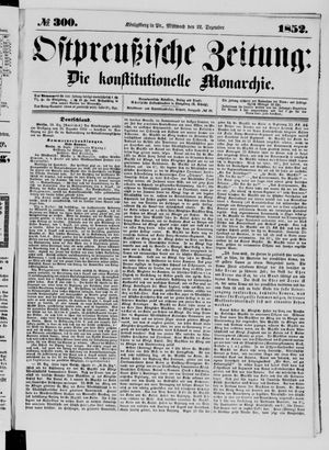 Ostpreußische Zeitung vom 22.12.1852