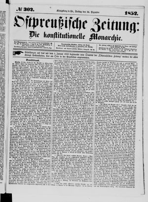 Ostpreußische Zeitung vom 24.12.1852