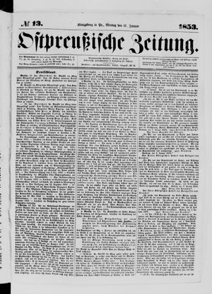 Ostpreußische Zeitung vom 17.01.1853