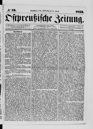 Ostpreußische Zeitung on Jan 20, 1853