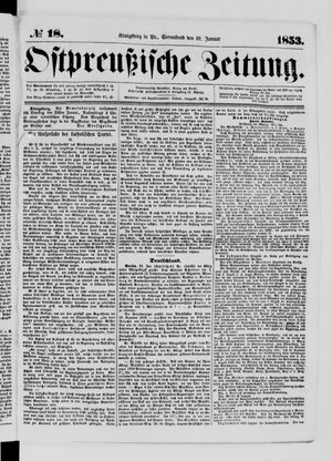Ostpreußische Zeitung on Jan 22, 1853
