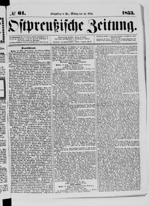 Ostpreußische Zeitung on Mar 14, 1853