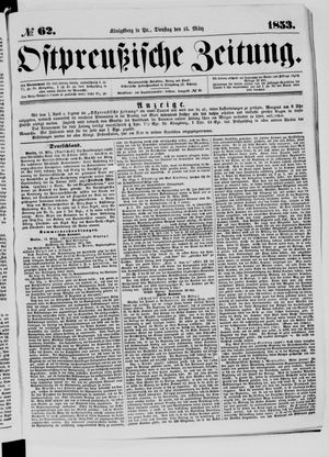 Ostpreußische Zeitung vom 15.03.1853