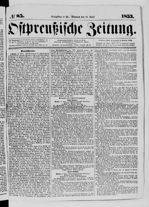 Ostpreußische Zeitung on Apr 13, 1853